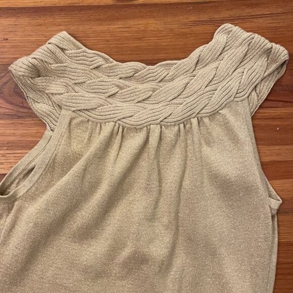C'est City an August Silk Gold Sweater Womens Large Cotton Sleeveless Knit NEW - Picture 11 of 11